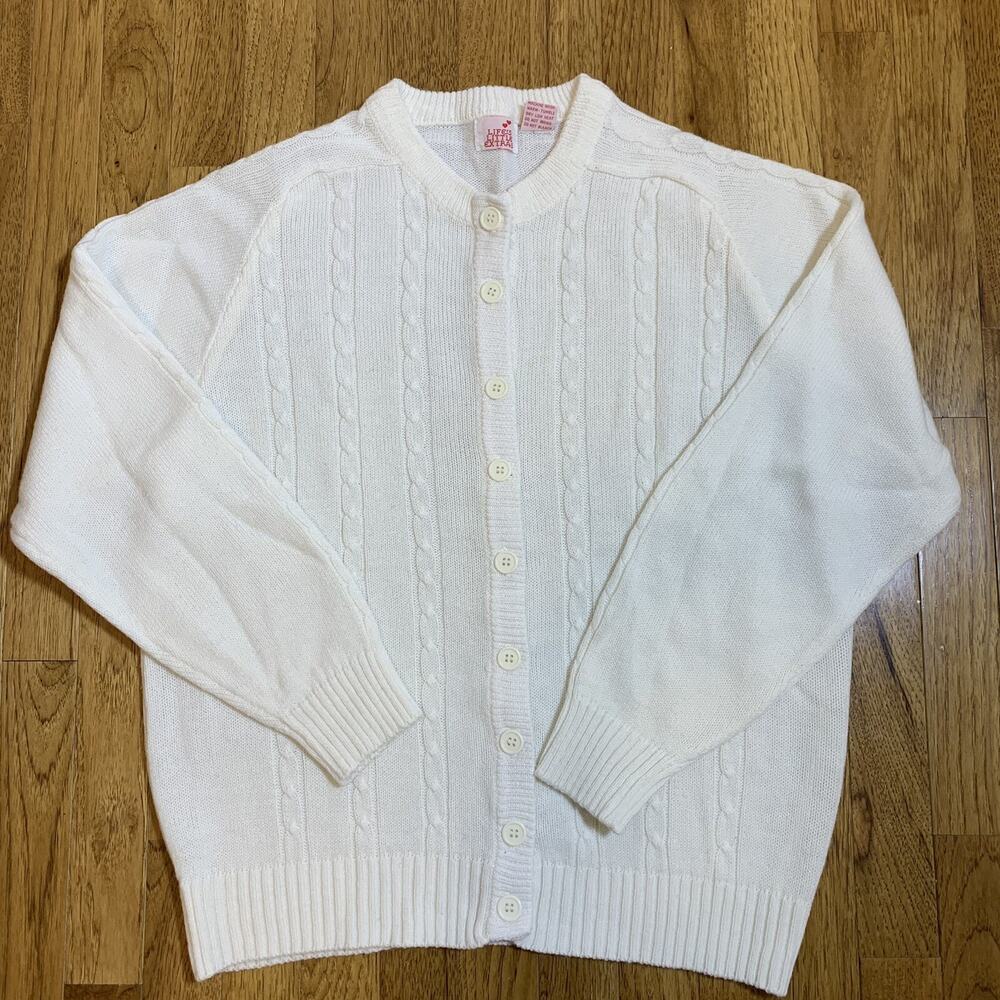 Vintage Life's Little Extras Chunky Cable Women’s White Cardigan Sweater Size M
